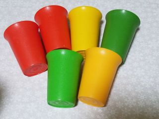 Vintage Tupperware Bell Tumblers Sippy Cups 7oz 109 Set Of 6 Green Yellow Orang