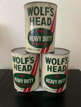 Vintage Wolf’s Head Motor Oil 1 Quart Can 1960’s/70’s Opened 1 Can