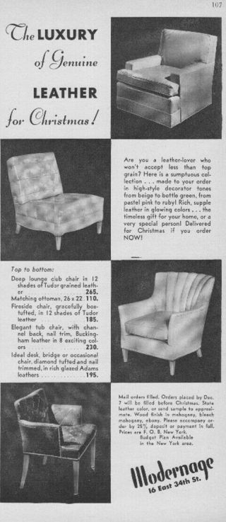 1948 Modernage Furniture Store York City Ny Leather Chairs Vintage Print Ad