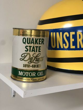 Vintage Quaker State Motor Oil One Quart - Metal Full Can