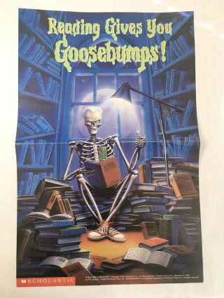 Reading Gives You Goosebumps Poster 18 " X 11 " Rl Stine Curly Skeleton