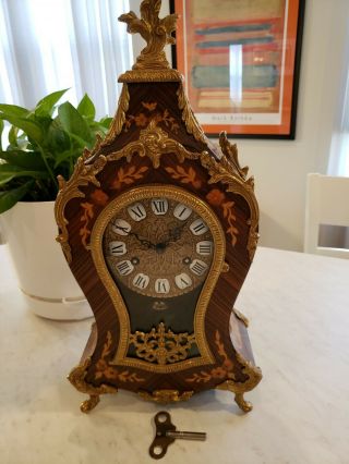 Vintage German Fhs Franz Hermle Mantle Clock French Gilt Boulle Style