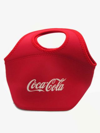 Coca - Cola Zipper Lunch Bag Tote Red With White Logo Insulating Foam