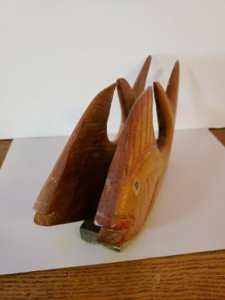 VTG Hand Crafted Wood Fish Napkin Holder Hand Painted 8.  5 