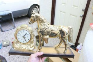 Vintage United Horse Mantle Clock Model 313 115 Volts Made In Usa