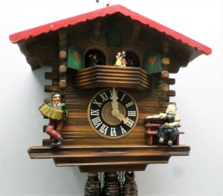 Old German Black Forest 2 Tune Music Dancers Mountain Chalet Cuckoo Clock