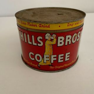 Vintage Hills Bros Coffee 1 Pound Empty Tin W/lid Great