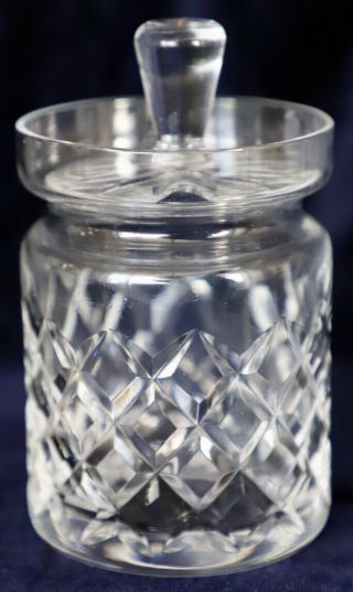 Vintage Retro Diamond Cut Crystal Glass Jelly Jam Compote Jar With Lid 12 Cm