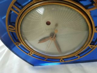 Vintage 1932 to 1937 Telechron Blue Mirror Art Deco Electric Clock 4F71 2