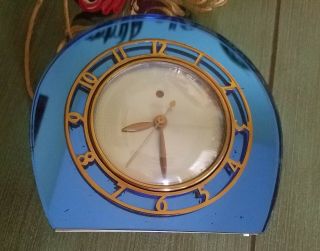 Vintage 1932 to 1937 Telechron Blue Mirror Art Deco Electric Clock 4F71 3