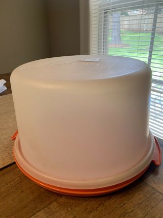 Large Vintage Tupperware Cake Carrier Holder 684 - 7 Orange