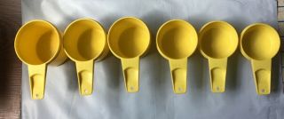 Set Of 6 Vintage Yellow Tupperware Measuring Cups Nesting Set 761 - 766