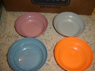 4 Vintage Tupperware Cereal Bowls Country Pastel Colors Aqua Pink Gray 155