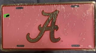 Alabama Crimson Tide Pink Metal License Plate Car Tag