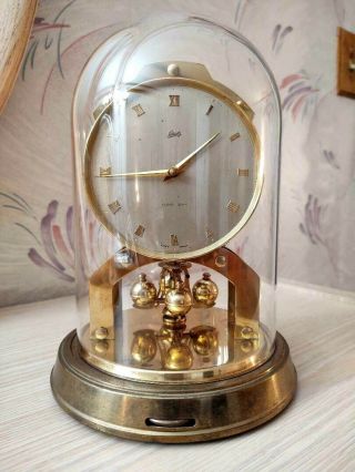 Vintage Schatz Brass Glass Dome Anniversary Mantel Clock Repair Or Parts
