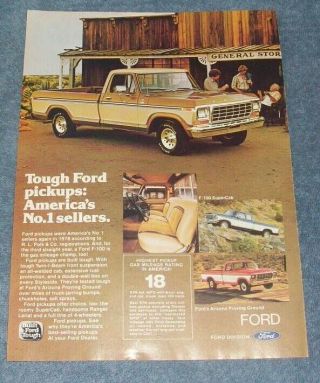 1979 Ford F - 100 Pickup Trucks Vintage Ad " America 