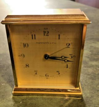 Vintage Tiffany & Co Carriage Travel Alarm Clock Brass Swiss Made