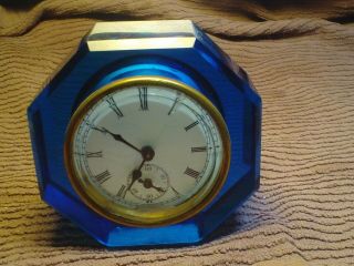 Vintage N.  Welch Neon Glass Blue Glow Clock Art Deco - Bakelite ? And