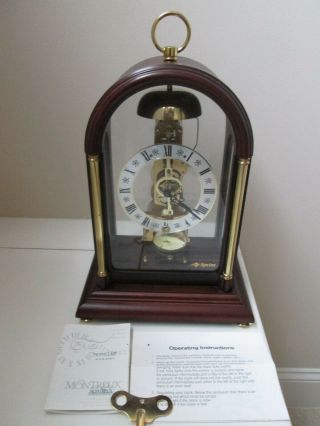 Franz Hermle Mantel Clock 8 Days Skeleton Bell Chime German Montclair 791 - 081