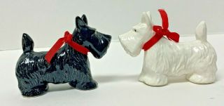 Vintage Takahashi Scottie Dogs Salt & Pepper Shakers Black White Set Japan