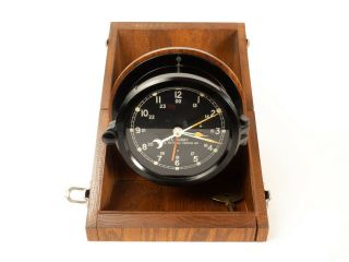 Chelsea U.  S.  Army M2 Message Center Clock In Wooden Hinged Case