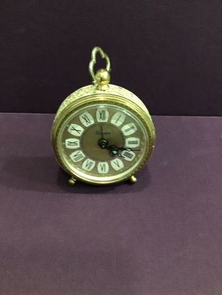 Vintage Linden Alarm Clock Gold Tone Filigree Case Germany