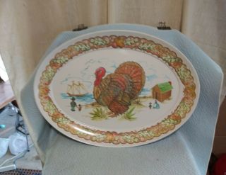 Vintage Brockpark Thanksgiving Turkey Platter 1521 Tray Melmac/melamine 21 " X 15 "