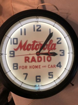 Vintage Motorola Neon Clock,  Kolux