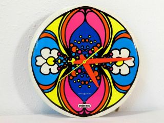 Vintage Mid Century Mod 1968 Peter Max Ge Wall Clock Pop Art Psychedelic Hippie