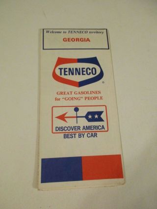 Vintage 1970 Tenneco Bay - Georgia - Oil Gas Service Station Travel Road Map