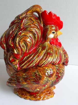 Chicken Rooster Cookie Jar Atlantic Mold 1978 Georgeous