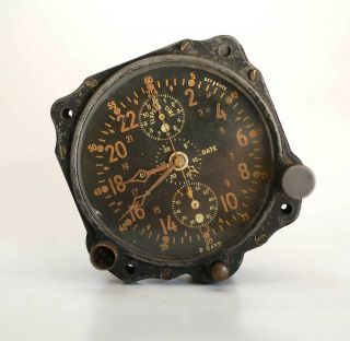 Vintage Ww2 Civil Date Jaeger Lecoultre 8 - Day Aircraft Clock Dash Clock Wwii