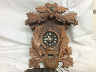 Black Forest 8 Day West German Cuckoo Clock Hand Carved