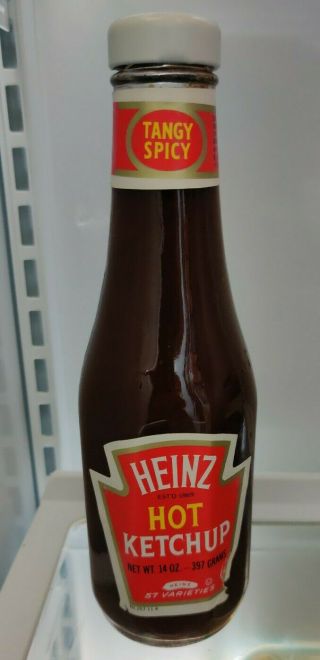 Vintage Heinz Hot Ketchup Bottle 14 Ounce 1980 