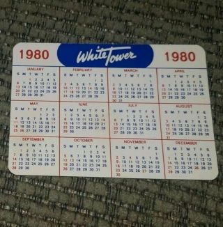 Vintage White Tower Hamburger Restaurant 1980 Pocket Wallet Calendar Old