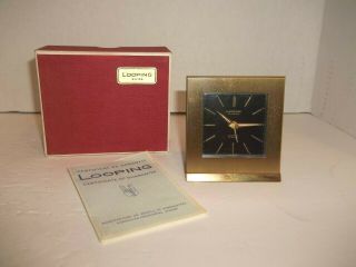 Vintage Looping Swiss Wind Up Travel Alarm Clock Brass Desk Dresser Table 875735