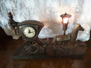 Horse Carriage United Sessions Clock Lamp Vintage 1960s Hanson Cab