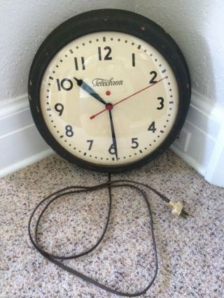 Vintage Telechron Electric School Industrial Wall Clock