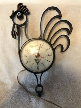 Vintage Retro Spartus Rooster Chicken Electric Wall Clock Usa