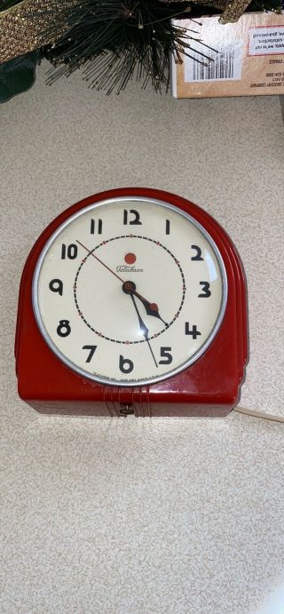 Vintage Red Telechron “buffet” Kitchen Clock