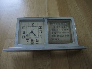 Vintage Chelsea Desk Clock With Calendar/day/date Chrome Abercromie & Fitch Co.