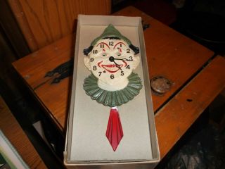 Vintage Lux Company Animated Clown Wind Up Clock
