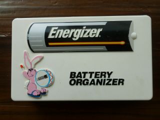 Vintage Energizer Battery Organizer Storage Container With Battery Checker