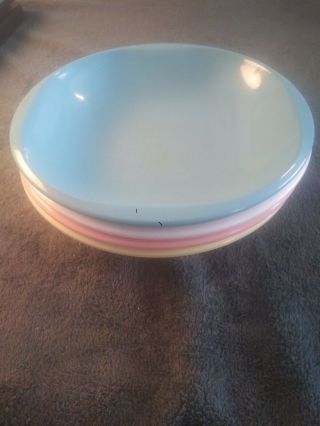 Vtg 4 Boontonware Melamine Bowls Pink Yellow White Blue 1308 20 Usa