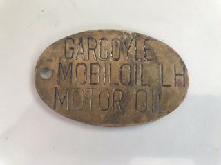 Rare Antique Brass Gargoyle Motor Oil Brass Bottle Barrel Tag