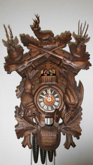 Xl Black Forest Musical Cuckoo Clock With Karusell Dancer Carillon 2 Melodie