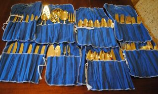 Vintage Stanley Roberts Gold Stainless Japan Flatware & Towle Supreme Cheese Set