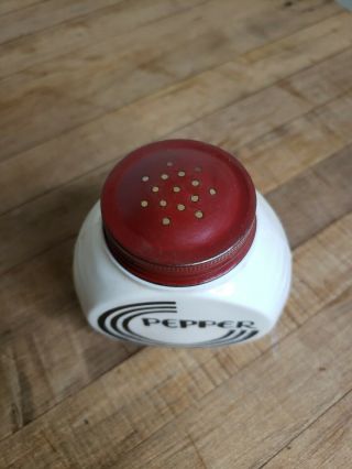 Vintage 1930’s Art Deco Red Black Pepper Shaker Milk Glass 3