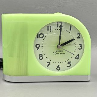Vintage MCM Art Deco Green Big Ben Moon Beam Alarm Clock Mid Century Blinking Lt 2