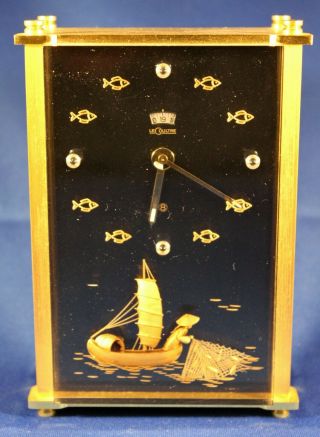 Vintage Lecoultre 8 Day Music Alarm Clock 2173 With Marina Fisherman - Running